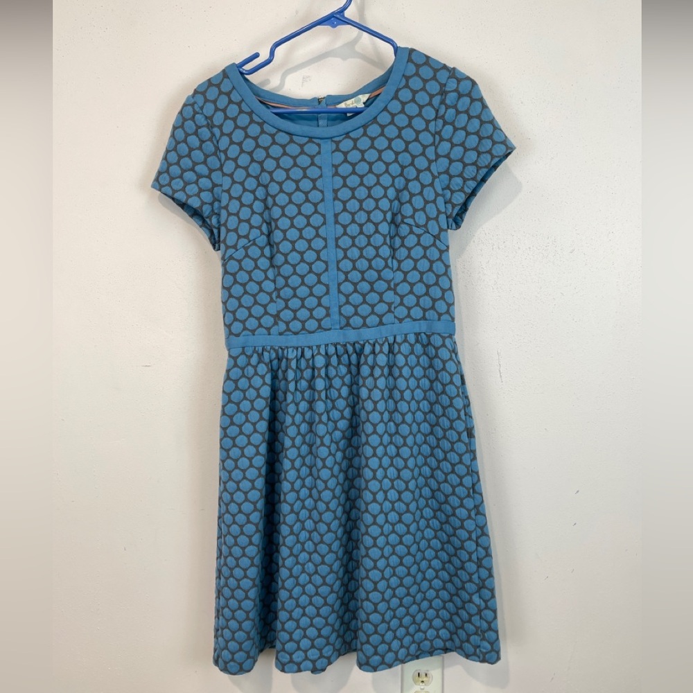 Boden Blue and grey dot dress 8R